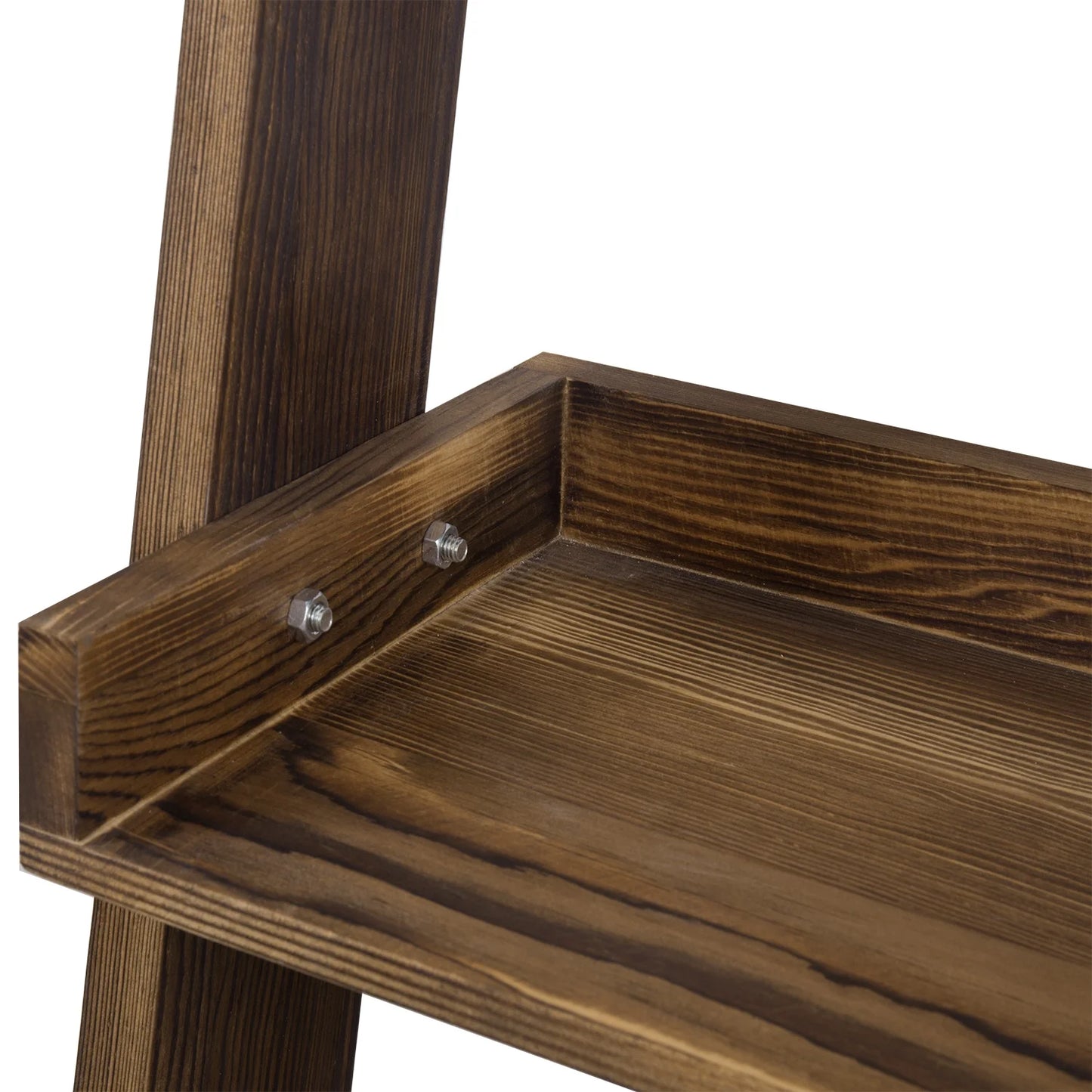 MyGift Wood Over-The-Toilet Leaning Bathroom Ladder Shelf, Dark Brown 3-Tier