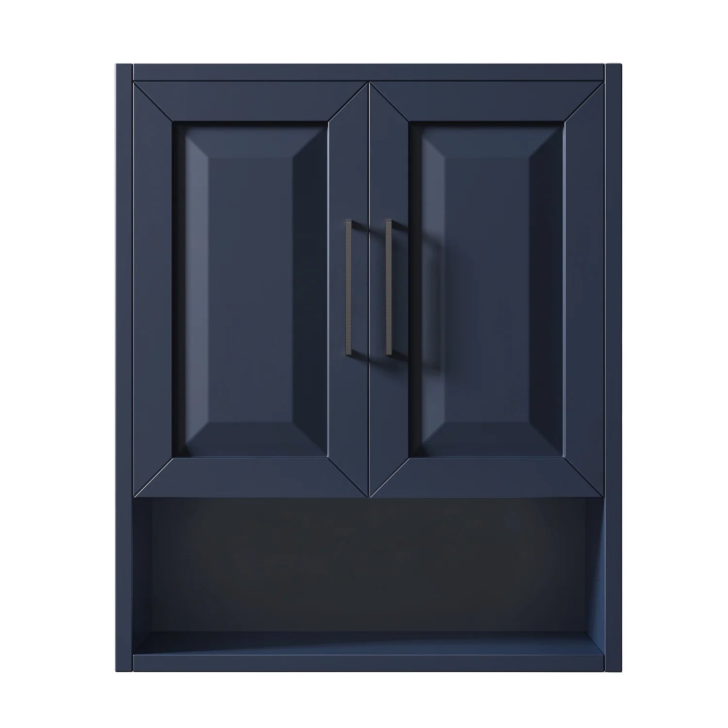 Wyndham Collection Daria Over-the-Toilet Bathroom Wall-Mounted Storage Cabinet in Dark Espresso with Matte Black Trim