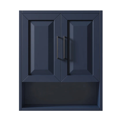 Wyndham Collection Daria Over-the-Toilet Bathroom Wall-Mounted Storage Cabinet in Dark Espresso with Matte Black Trim