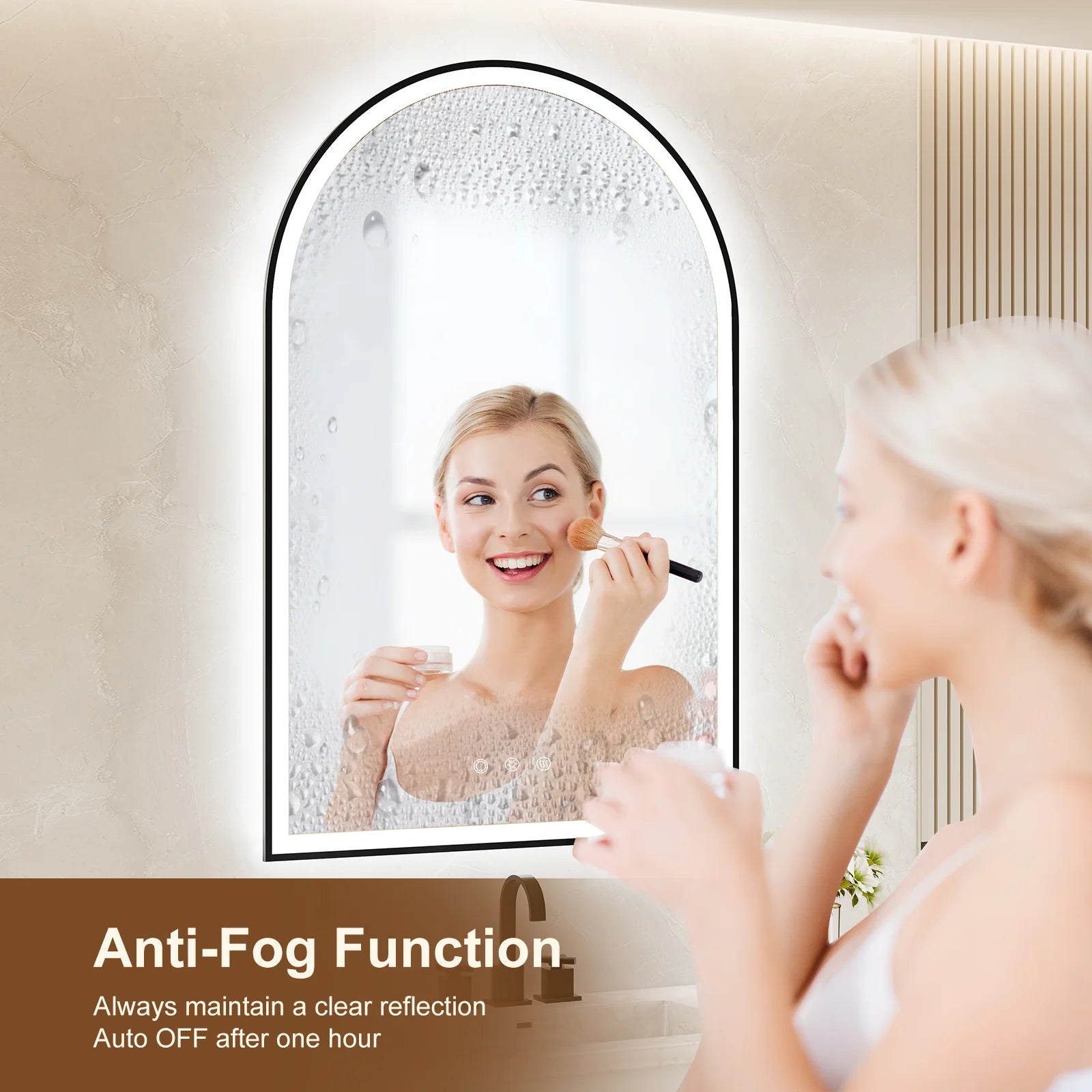 Funtouch Arched LED Bathroom Mirror 20"x30" with Front and Backlight, LED Bathroom Mirror with Lights��Anti-Fog��3 Colors, Memory,Shatterproof,UL Listed