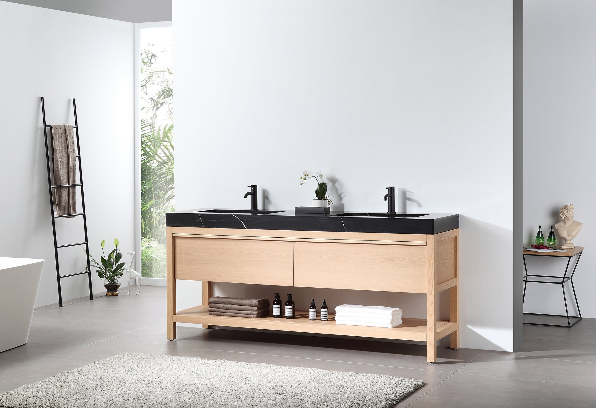 Bibury 72" Whitewash Oak Freestanding Bathroom Vanity