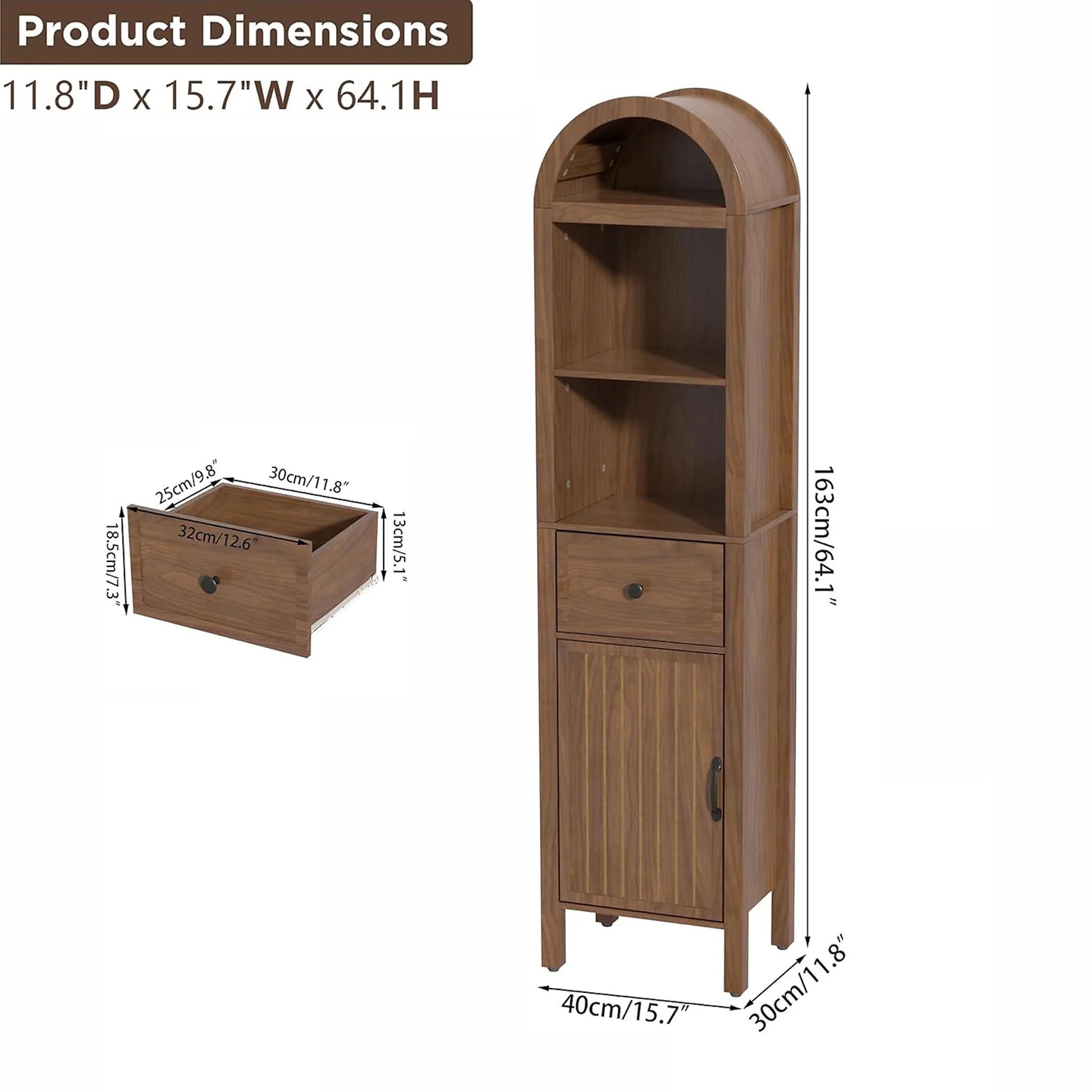 Furtivusia Bathroom Storage Cabinet Narrow Tall Cabinet Storage Tower with Door and Drawer