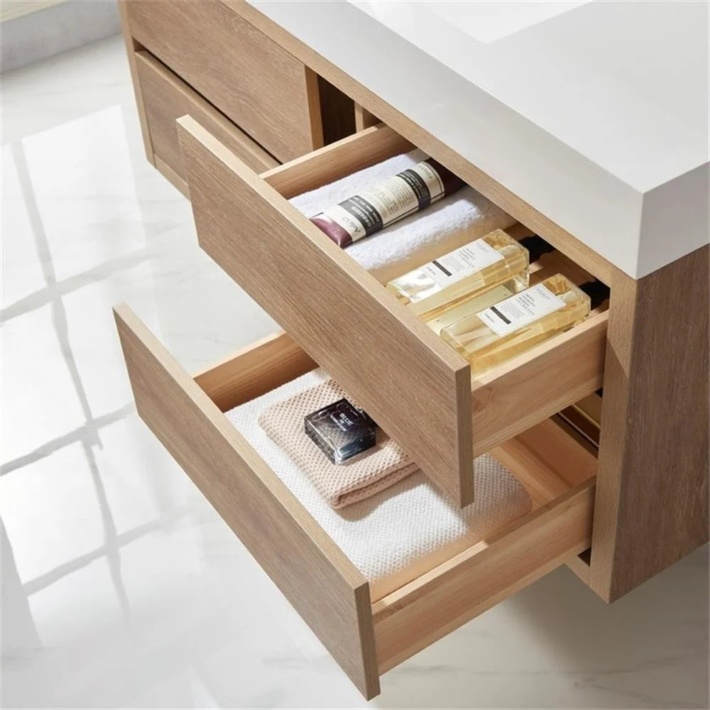 Palencia 48" Single Sink Wall-Mount Floating Wood Bathroom Vanity No Mirror