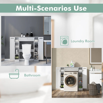 Topbuy Over The Toilet Storage Cabinet Bathroom Space Saver Organizer with Adjustable Shelves & Paper Holder