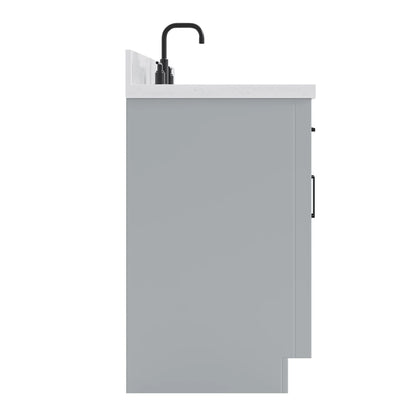 ARIEL Hepburn 48 Inch Rectangle Sink Bathroom Vanity With Carrara White Quartz Countertop 1.5 Edge In Grey