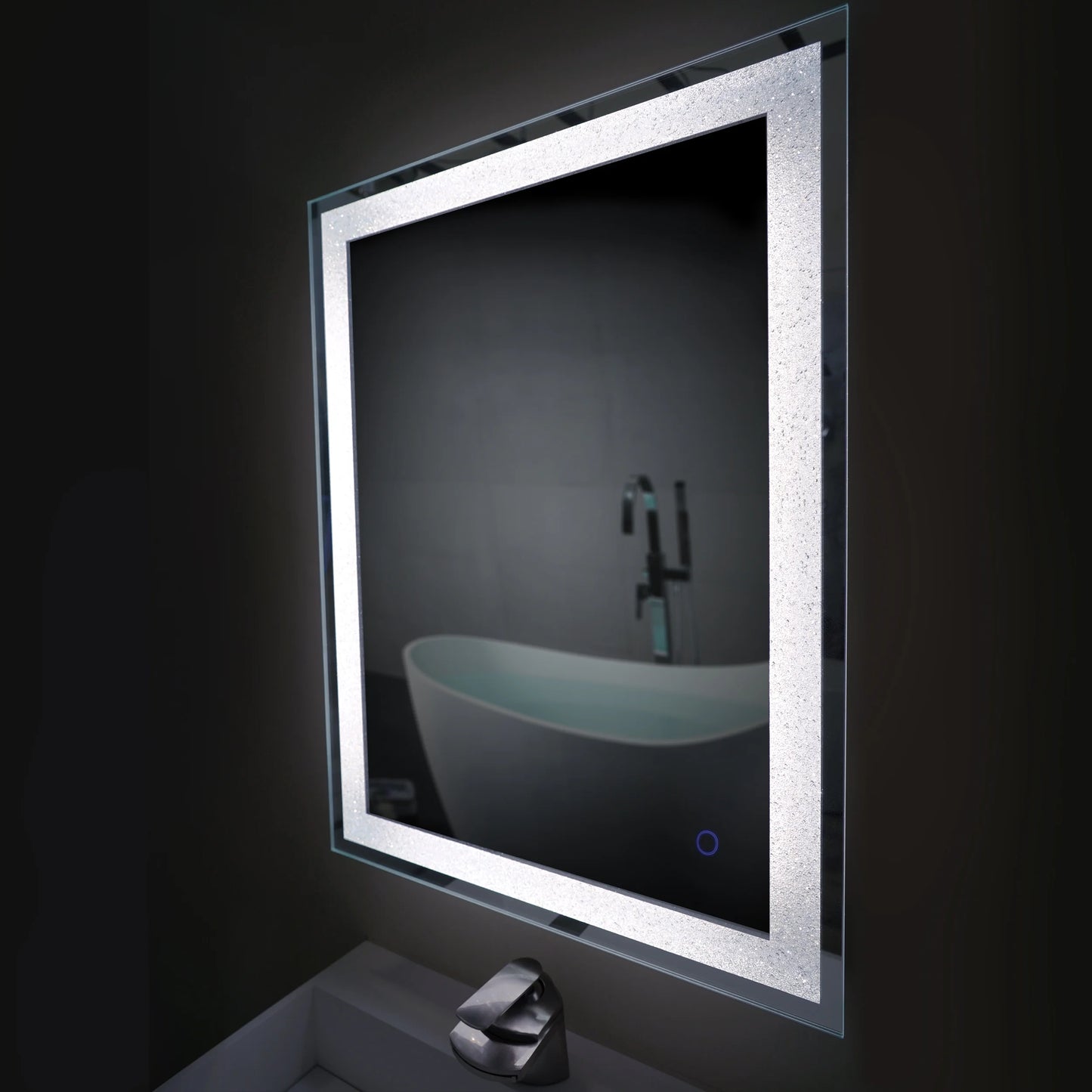 Dyconn Faucet Edison Crystal Horizontal/Vertical Wall Mounted Backlit LED Bathroom Vanity Mirror with Touch ON/OFF/Dimmer & Anti-Fog Function (30"W X 36"H)