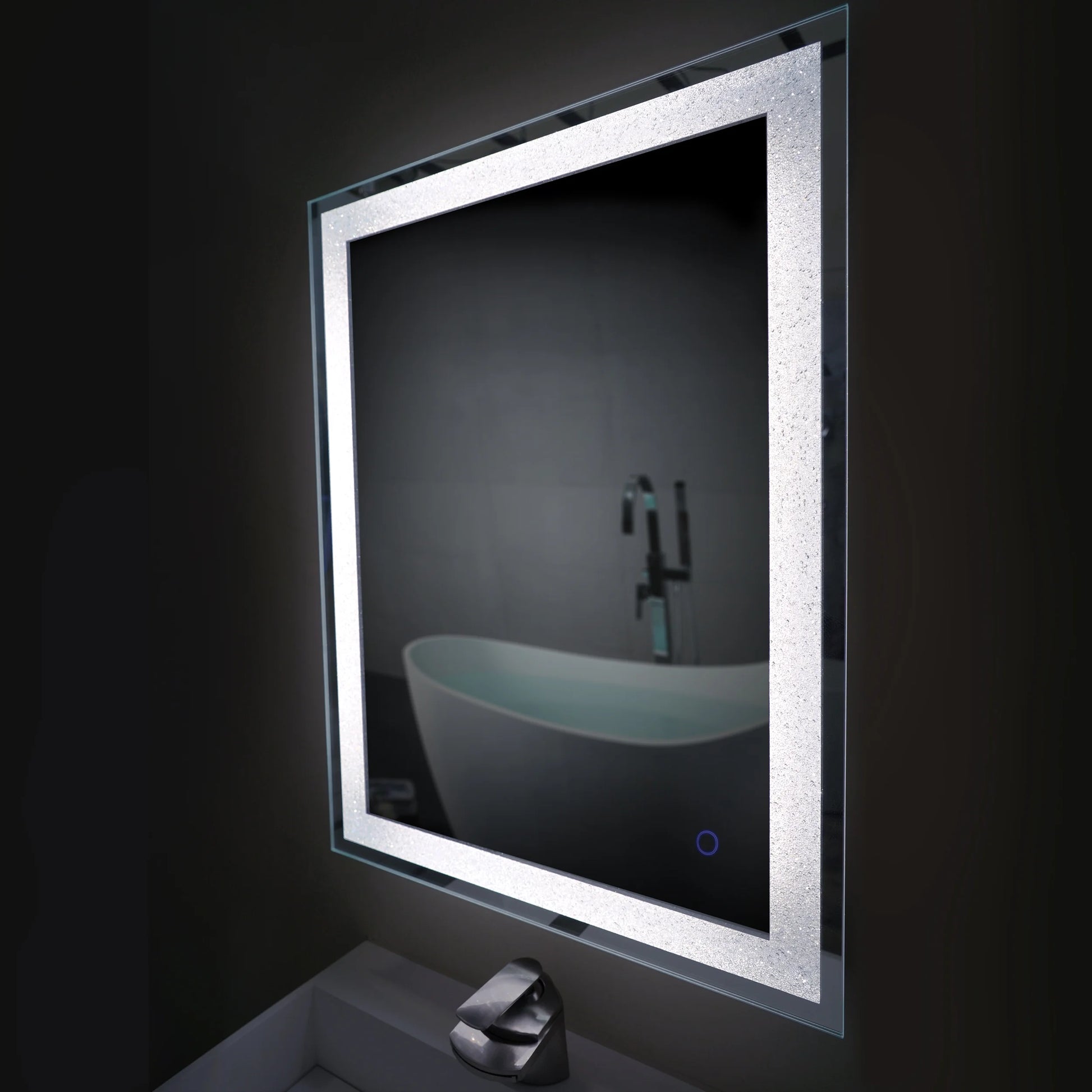 Dyconn Faucet Edison Crystal Horizontal/Vertical Wall Mounted Backlit LED Bathroom Vanity Mirror with Touch ON/OFF/Dimmer & Anti-Fog Function (30"W X 36"H)