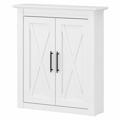 Bush Furniture Key West Bathroom Wall Cabinet with Doors in Driftwood Gray