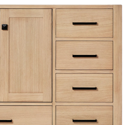 ARIEL Cambridge 61 Inch Single Rectangle Sink Bathroom Vanity With Pure White Quartz Countertop 1.5 Inch Edge In Oak