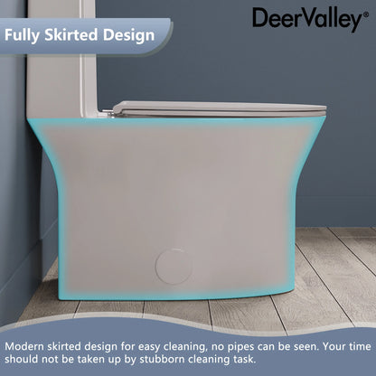 DV-1F0250 One Piece Toilet For Bathroom, Modern Bathroom Toilet with Dual Flush 1.1/1.6 Gpf Fully Skirted Toilets(Soft Close Seat)