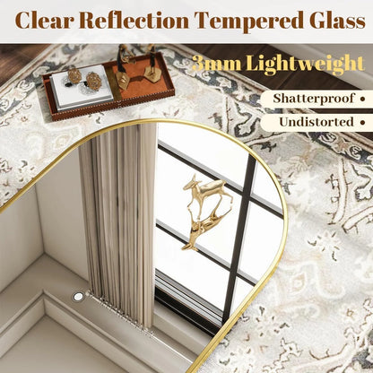 Lumora 32"x48" Arched Wall Bathroom Mirror Wall-mounted Mirror with Aluminum Frame,Gold