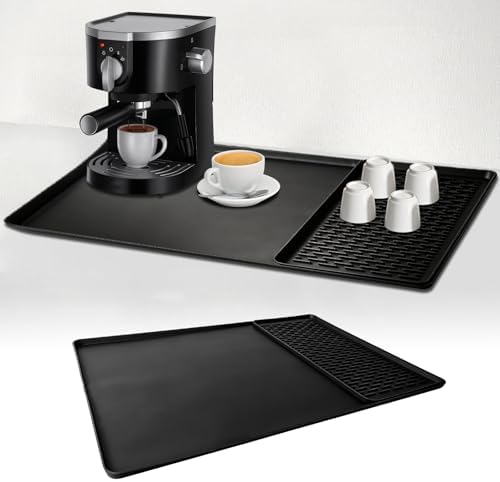24x16 Inch Silicone Mat for Coffee Station, Heat Resistant Silicone Coffee Mat for Countertop, Kitchen Station Pad,for Coffee Bar and Kitchen Counter