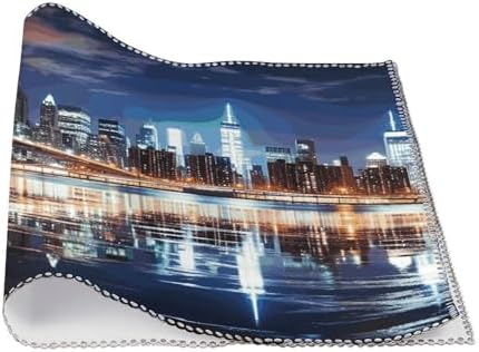 New York Night Placemats Set of 6 Heat Resistant Place Mats Washable Table Mat Anti Slip Dining Table Place Mat Wipeable Placemat for Kitchen Indoor Outdoor Party 18X12In