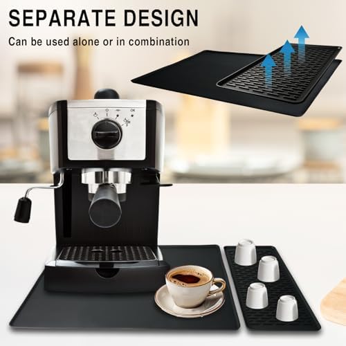 24x16 Inch Silicone Mat for Coffee Station, Heat Resistant Silicone Coffee Mat for Countertop, Kitchen Station Pad,for Coffee Bar and Kitchen Counter