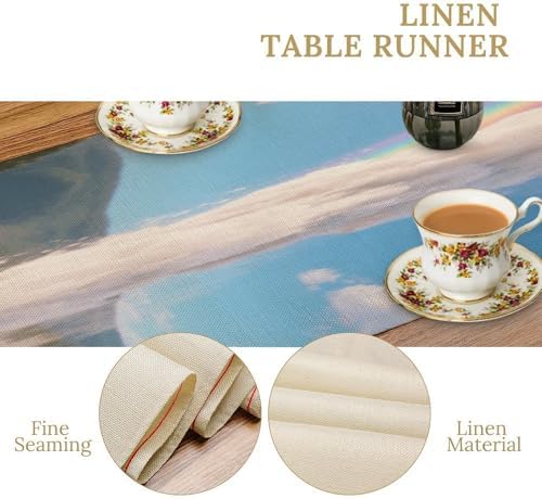 Geyser Eruptions Linen Table Runner , Table Cloth Washable , Tablecloth for Kitchen Coffee Table Family Dinners Holiday Parties Home Decor (13.4x72.4 Inch)