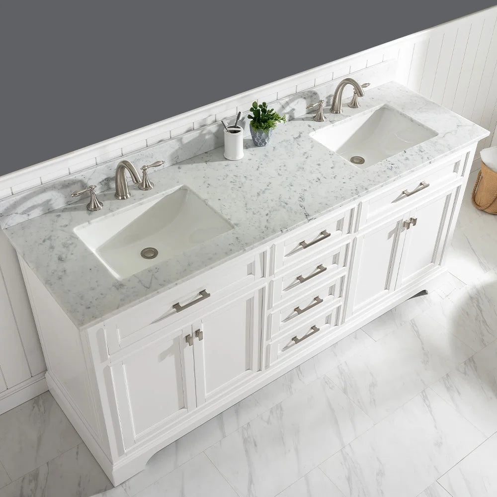 Design Element Milano 72" Double Sink Bathroom Vanity in White