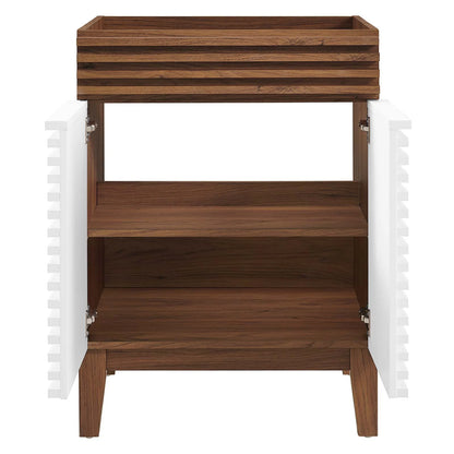 Modway Render Bathroom Vanity Cabinet (Sink Basin Not Included) in White Walnut