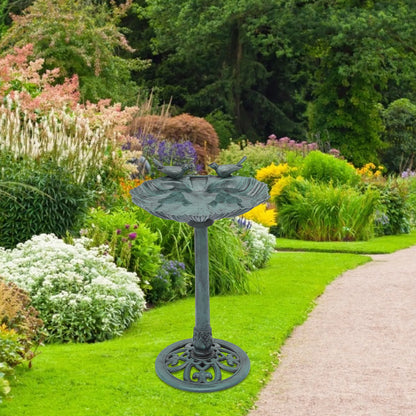 Magshion 28" Outdoor Garden Green Pedestal Bird Bath with Solar Pumb, for Patio Backyard Décor