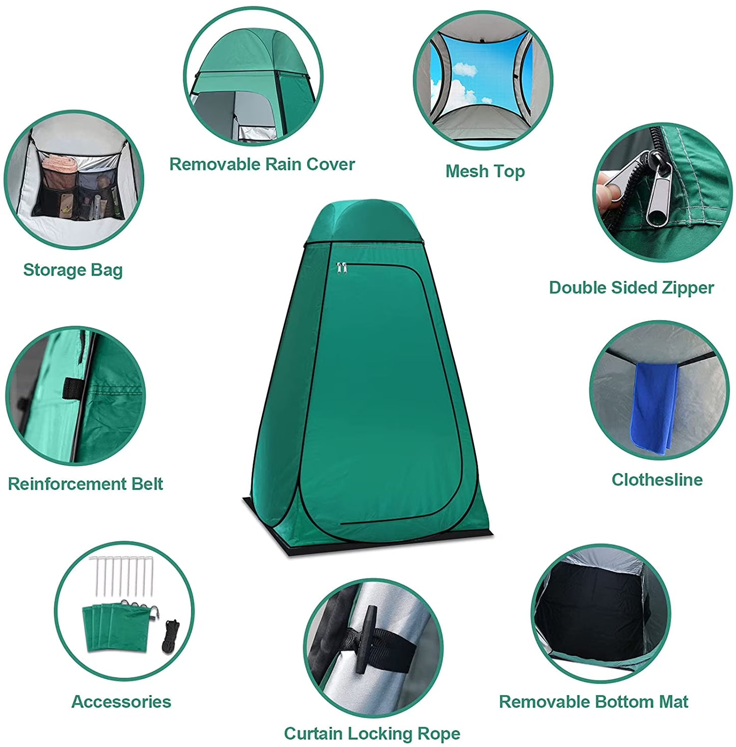 sasyxdc Shower Tent Pop- Privacy Tent Camping Portable Toilet Tent Outdoor Camp Bathroom Changing Dressing Room Instant Privacy Shelters for Hiking Beach Picnic Fishing Potty Extra-Tall