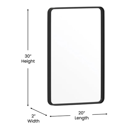 Emma + Oliver 20" x 30" Rectangular Wall Mirror with Black Frame, Silver Backing for Clarity and Shatterproof Glass for Entryways, Bathrooms & More