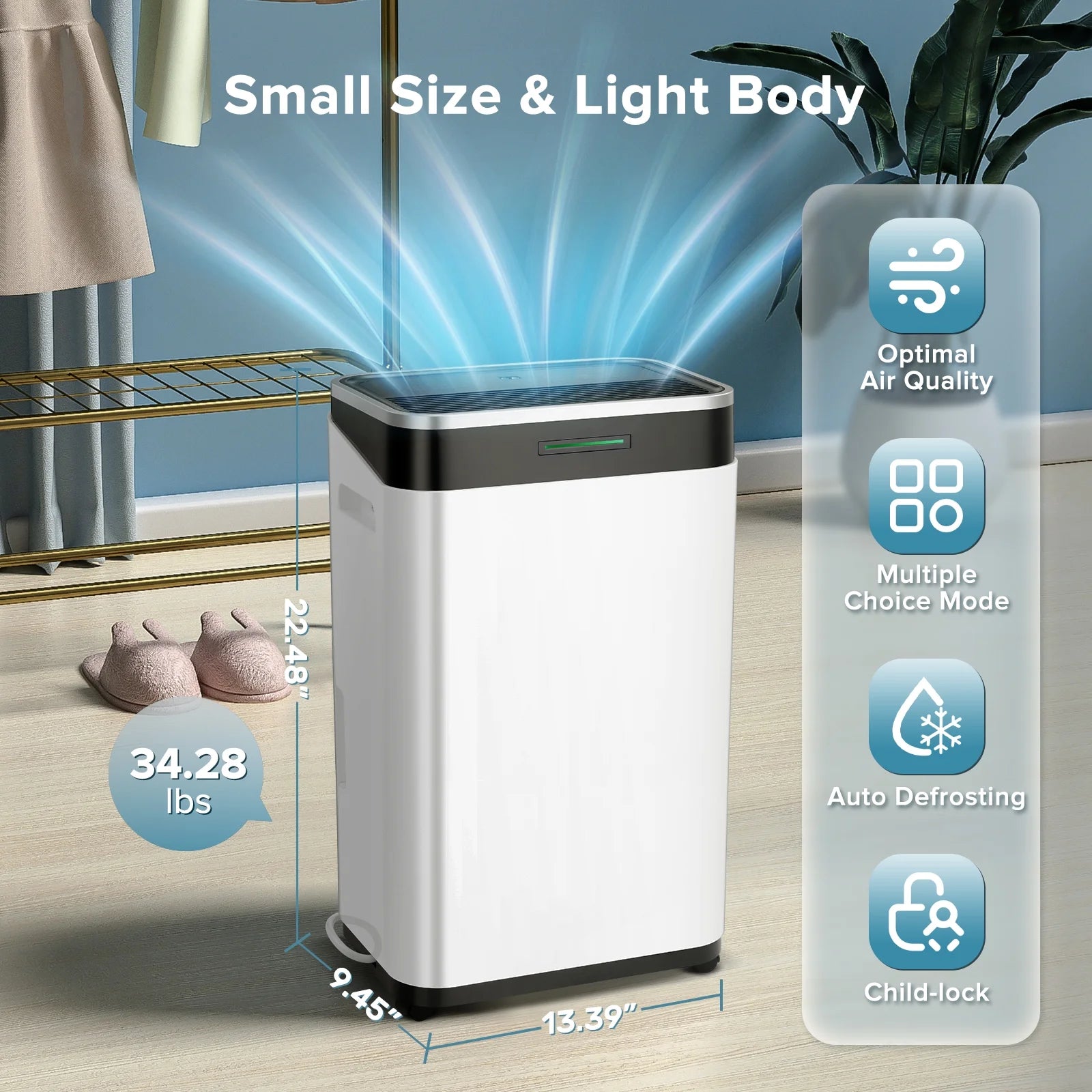 KISSAIR 15 Pints Dehumidifier, 3000 Sq. Ft Coverage Area with 1.72 gal Water Tank, 24H Timer, 3 Modes, Portable Dehumidifier for Basement/Bathroom/Laundry Room