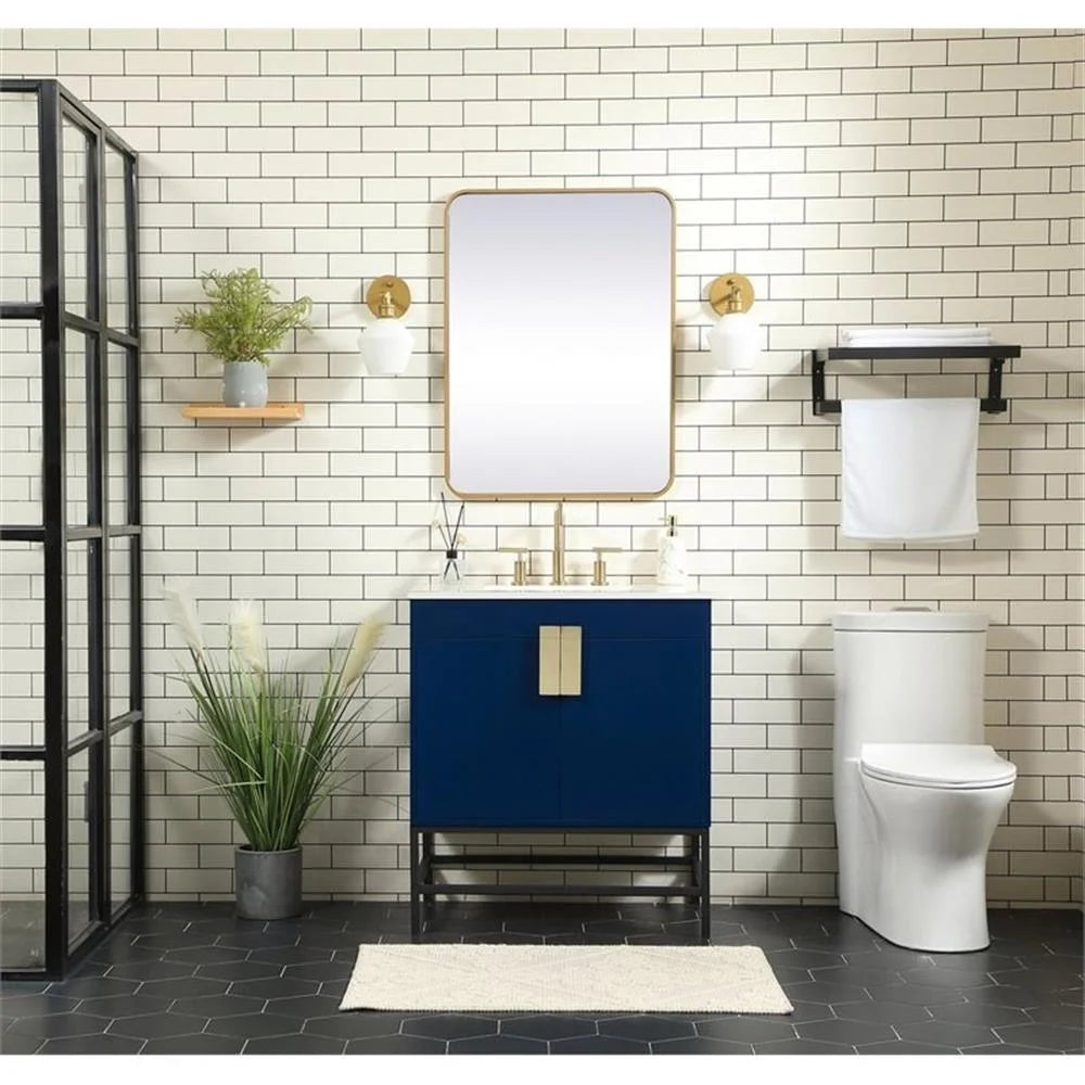 Elegant Decor Eugene 30" Aluminum MDF Single Bathroom Vanity in Blue