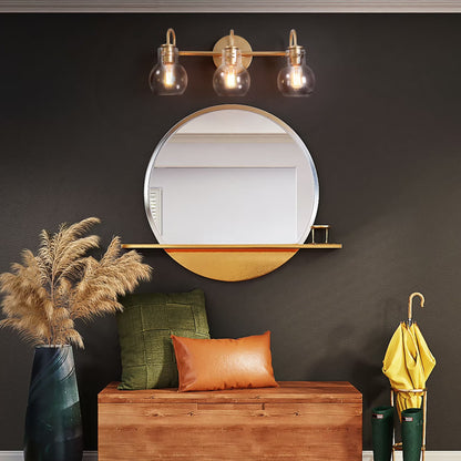 Carson Carrington Modern Gold 3-Light Bathroom Vanity Light Glass Wall Sconce 3-Light, Black 3-Light/ L22"xW7"xH9" Black 13 to 24 Inches 4 to 8 Inches