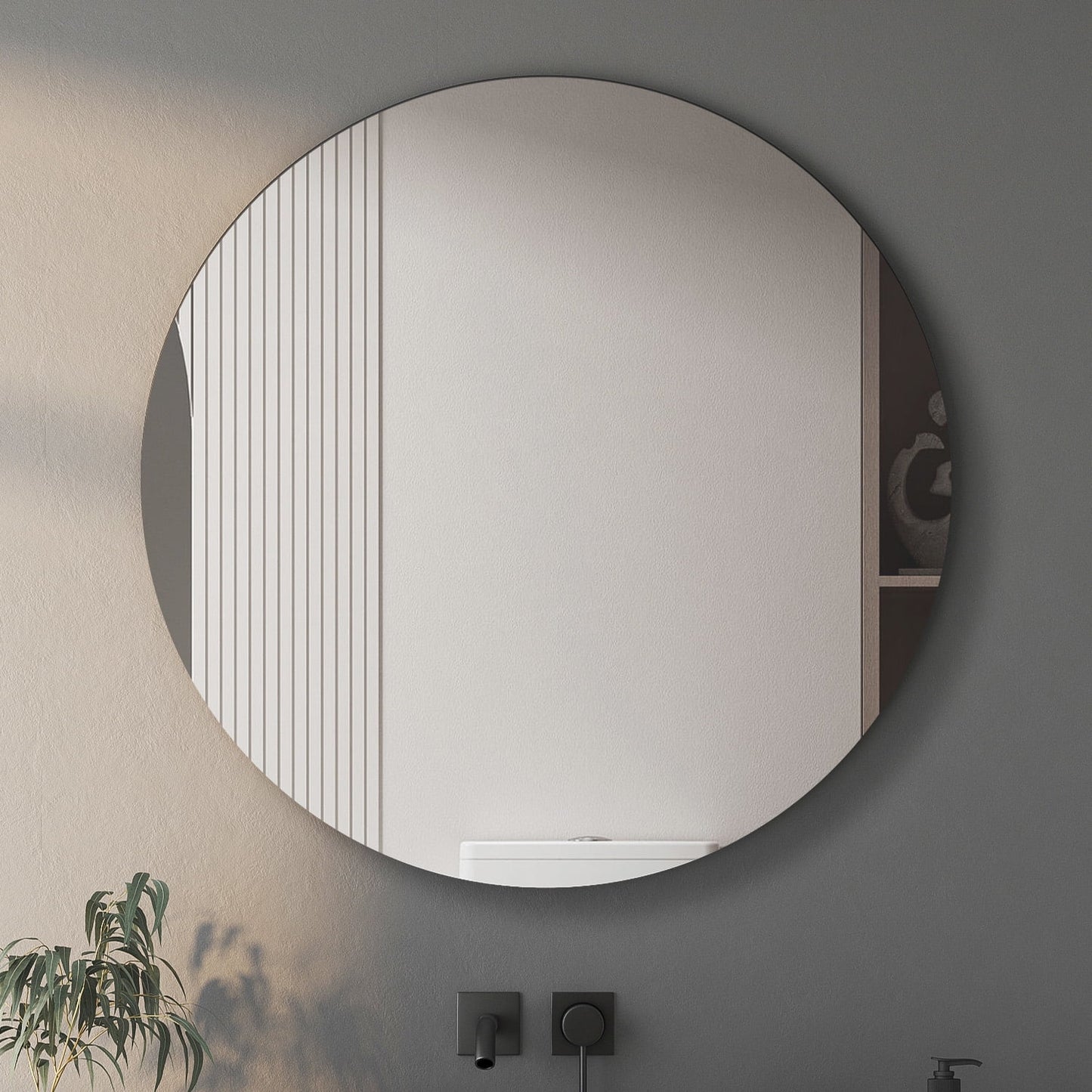 FUMANGO Medicine Cabinet Round Bathroom Cabinet Mirror, Circular Storage Cabinet Round Frameless Mirror Cabinet with Surface Mounted