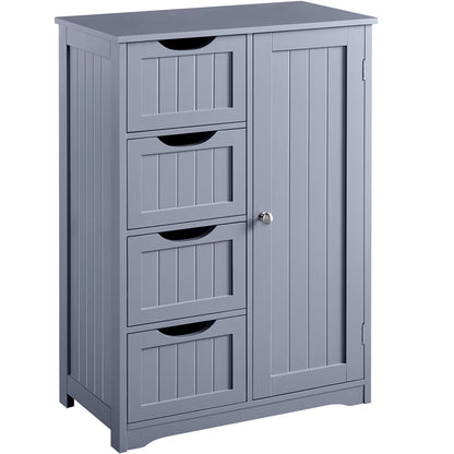 Yaheetech Wooden Free-Standing Bathroom Floor Cabinet with Drawers and Cupboard, White