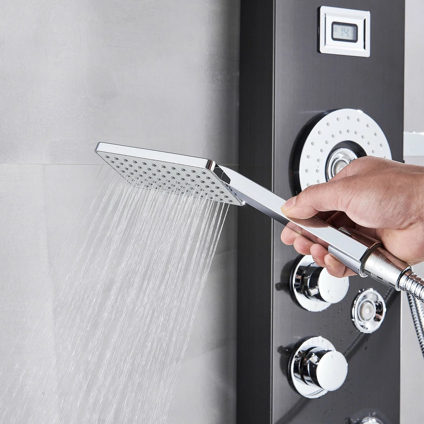 Bathroom Senlesen Stainless Steel LED Shower Panel Tower Faucet Set System Massage Body Jet