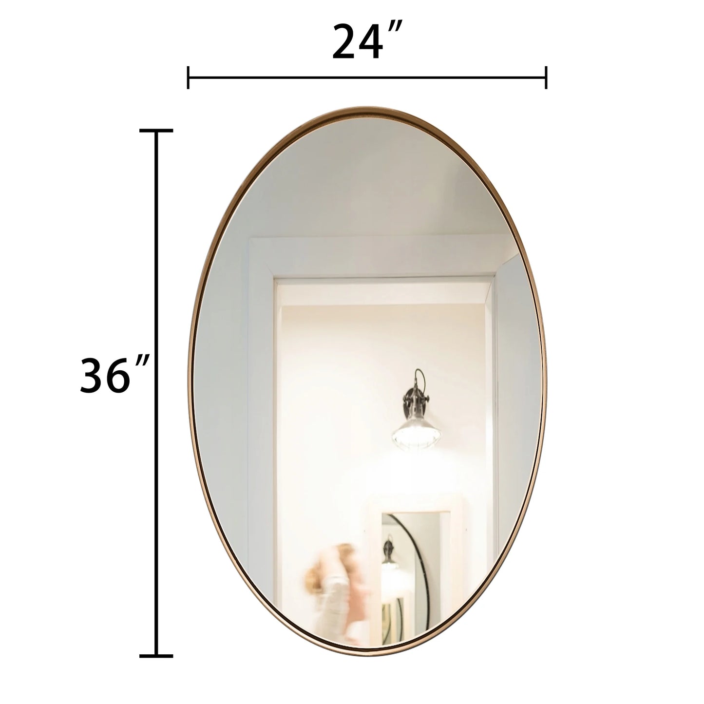 Clavies Black Oval Mirror, 22x30 Inches Bathroom Vanity Mirror, Wall Mirror with Metal Frame