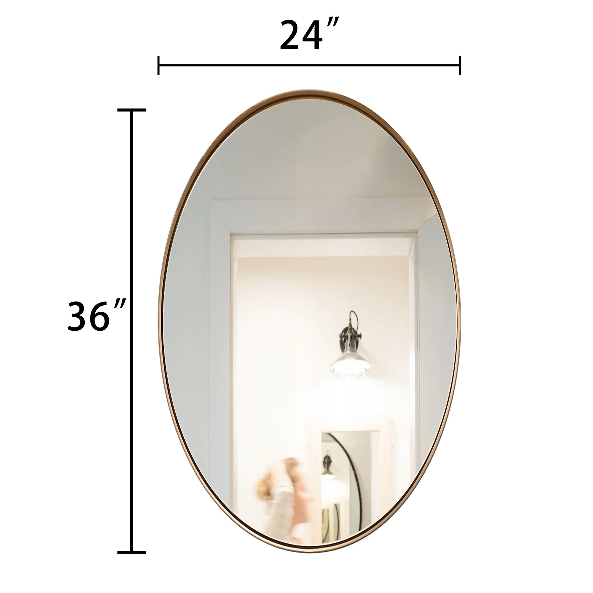 Clavies Black Oval Mirror, 22x30 Inches Bathroom Vanity Mirror, Wall Mirror with Metal Frame