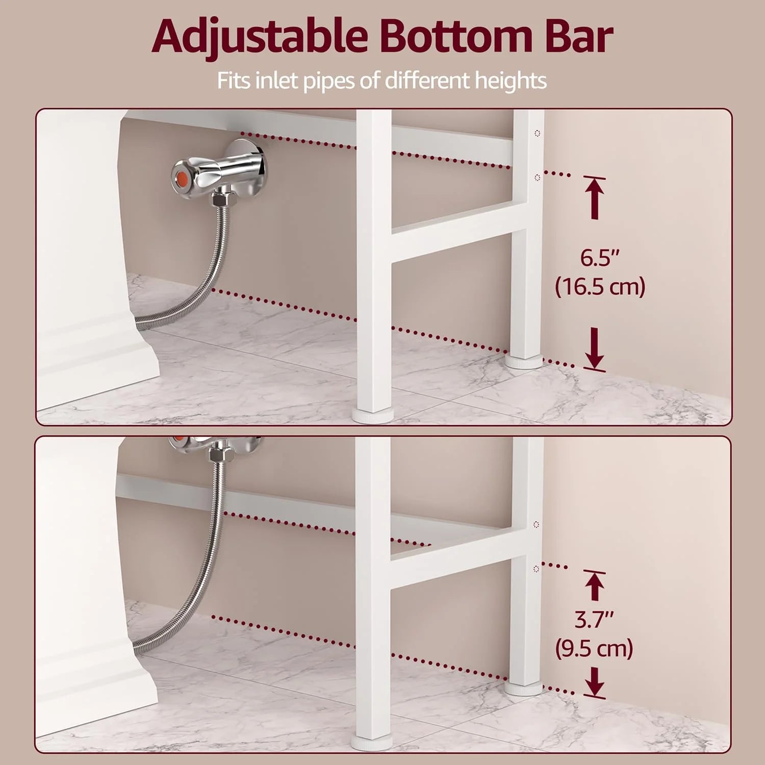 Over The Toilet Storage Cabinet - Farmhouse Bathroom Shelves with Doors Freestanding Organizer Narrow Floor Stand Shelf Above Toilet 71" Tall, Distressed White