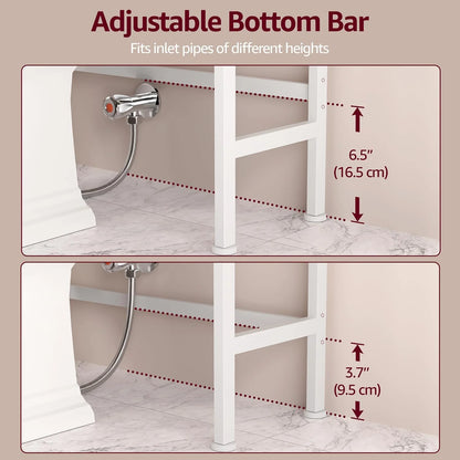 Over The Toilet Storage Cabinet - Farmhouse Bathroom Shelves with Doors Freestanding Organizer Narrow Floor Stand Shelf Above Toilet 71" Tall, Distressed White