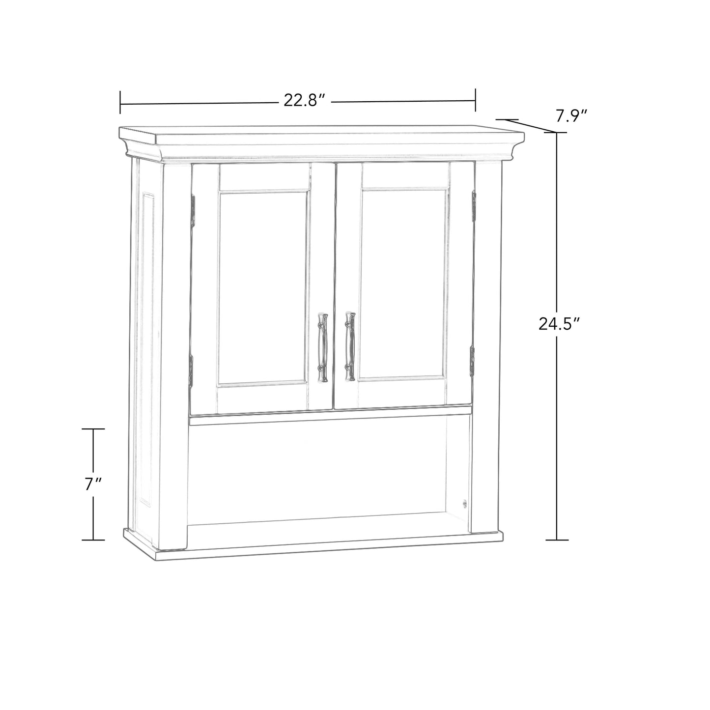 RiverRidge Home Somerset Collection 2-Door Bathroom Storage Wall Cabinet with 1 Open Shelf and 2 Interior Shelves, White