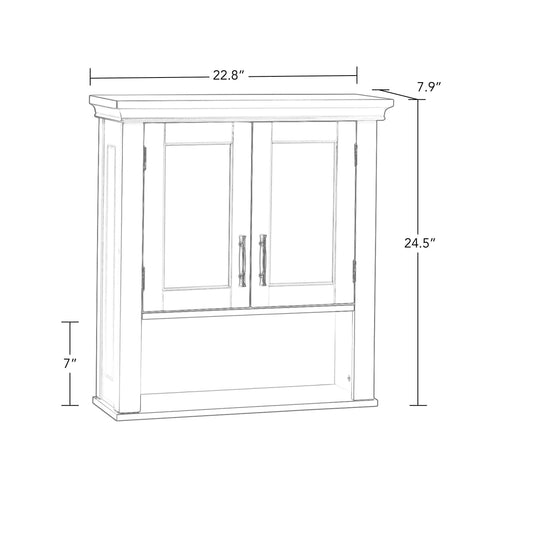 RiverRidge Home Somerset Collection 2-Door Bathroom Storage Wall Cabinet with 1 Open Shelf and 2 Interior Shelves, White