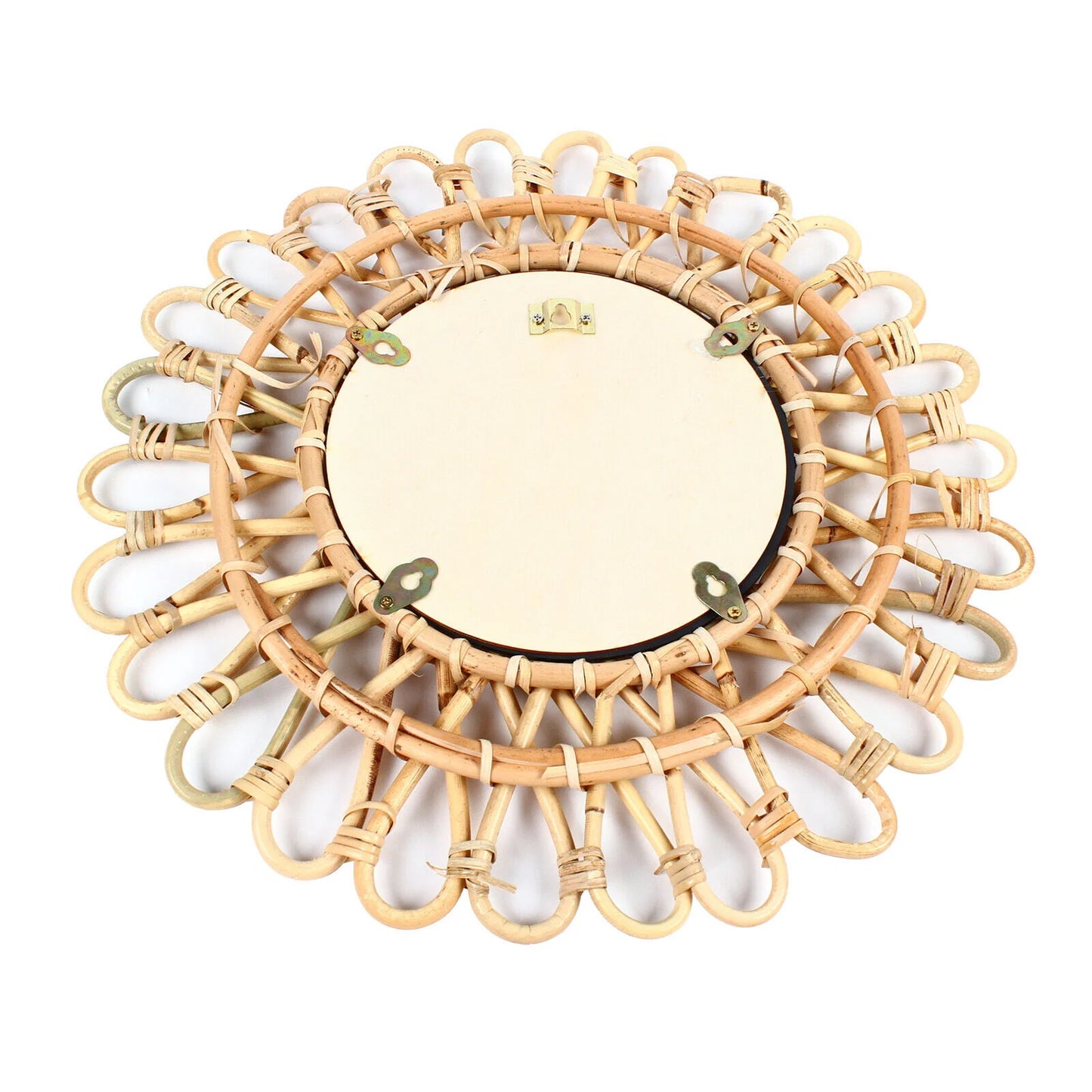Miumaeov Rattan Wall Mirror Sunflower Round Wall Mirro for Living Room and Bathroom Decor Diameter 40cm/15.75"