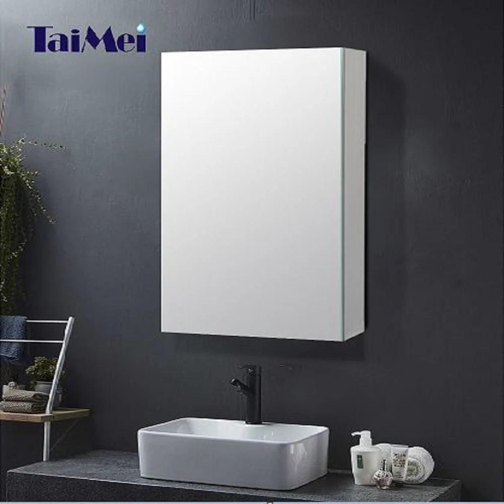 Taimei 12" Wx 24" Hx4” D Aluminum Medicine Cabinet with Frameless Beveled Mirror, Color Satin, Bathroom Mirror Cabinet with Adjustable 2 Glass Shelves, Storage Cabinet by FOCA US