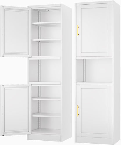47.24" H Metal Narrow Bathroom Storage Cabinet Pantry Storage Cabinet, 2 Adjustable Shelves for Kitchen, Home Office, Living Room, Dinning Room (Black)