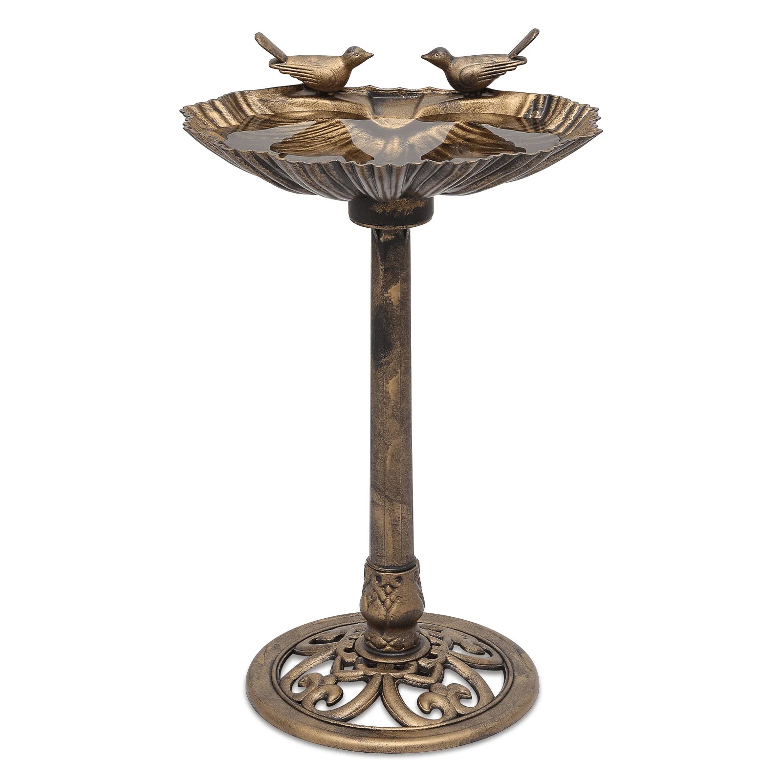 MoNiBloom Outdoor Pedestal Bird Bath with Solar Pumb, for Garden Patio Backyard Décor, Bronze