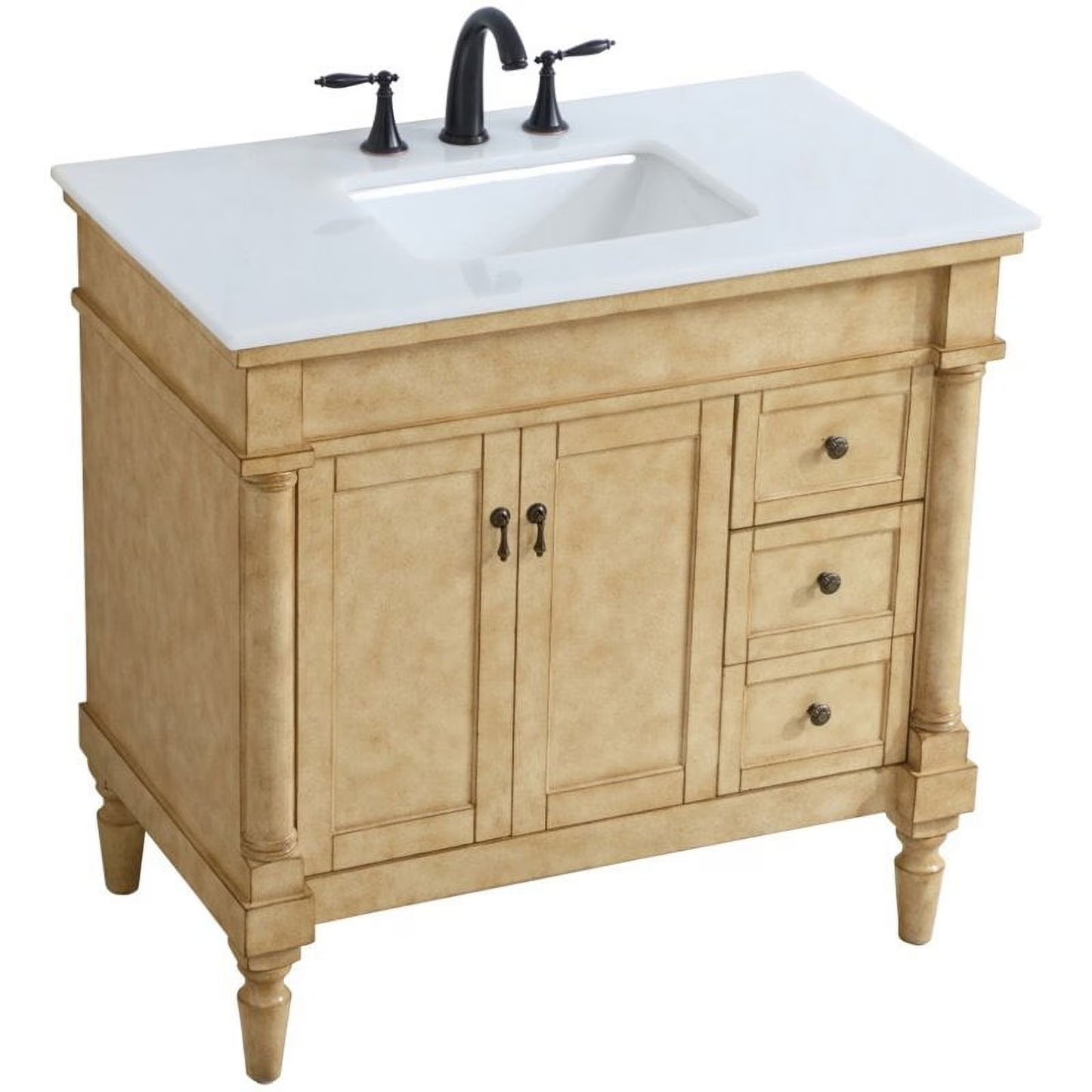 Elegant Decor Lexington 36" Solid Wood Single Bathroom Vanity in Blue