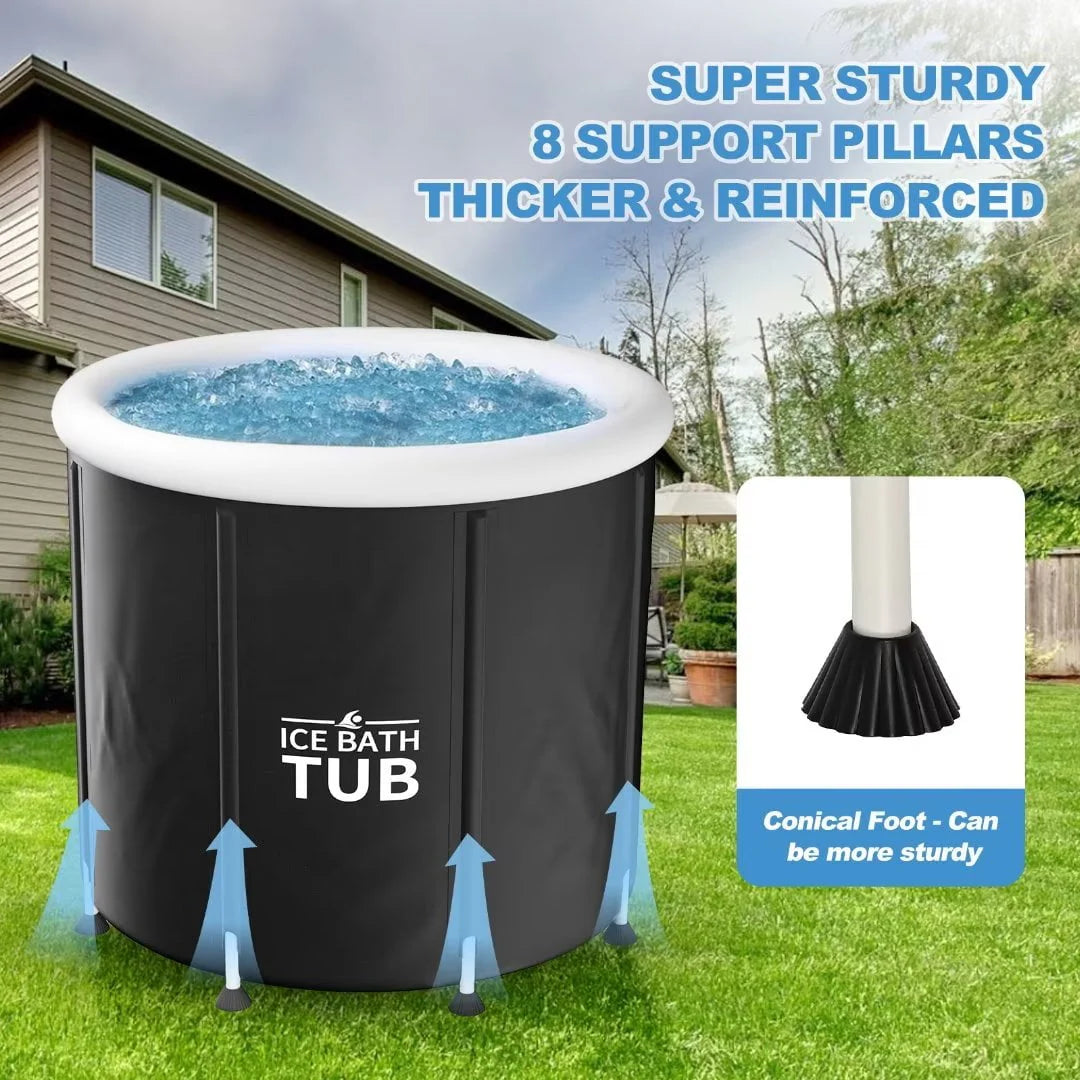 MOPHOTO Oversized Ice Bath Tub for Athletes, Inflatable Portable Bathtub Foldable Ice Bathtub, Large Outdoor Ice Bath with Lid, Cold Plunge Tub Freestanding Bathtubs for Adults, 34" x 30"