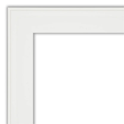 Vanity White Narrow Beveled Wood Bathroom Wall Mirror
