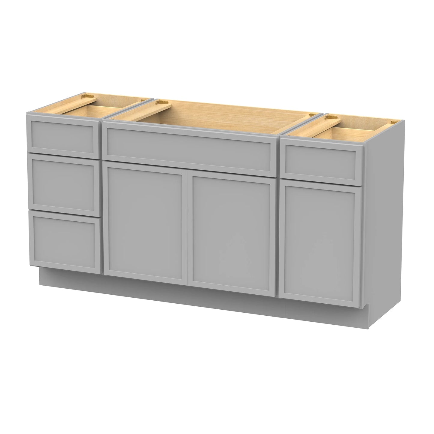 Vanity Art 63" Freestanding Bathroom Vanity Cabinet without Top in Smoky Gray