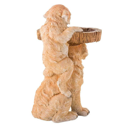 xiuh resin dog birdbath polyresin antique garden bird bath for home garden yard yellow