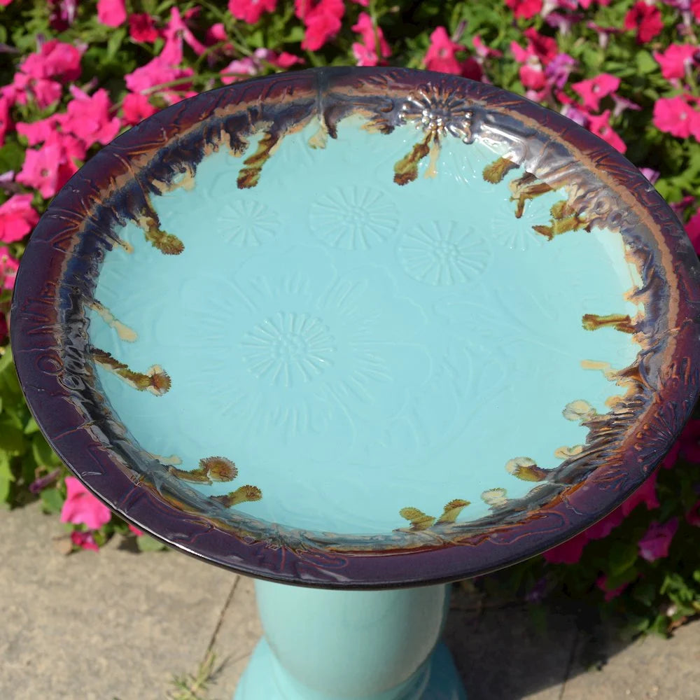 Hi-Line Gift Ltd. Ceramic Birdbath - Tranquil Blue Oasis