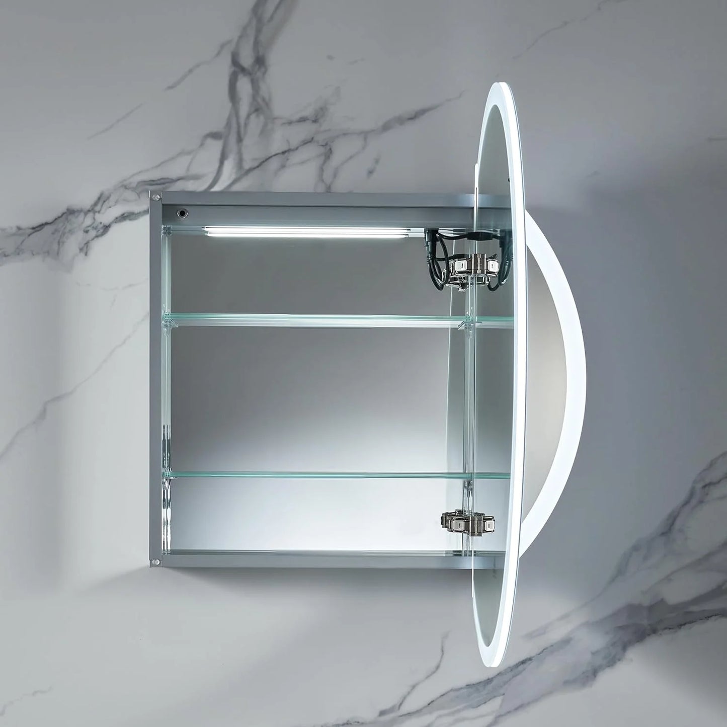 Blossom Regulus 32" LED Medicine Cabinet| Right Hinge| Bathroom Lighted Round Mirror Storage| Defog