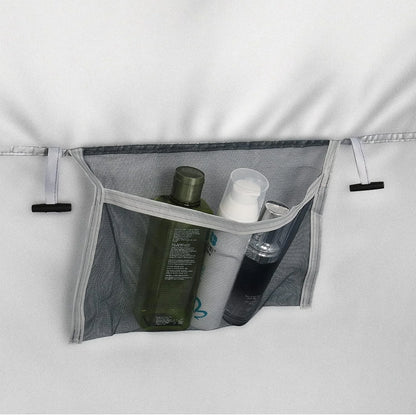 PINDEE Oversize 2 Rooms Shower Tent, 7.5 FT Outdoor Pop up Changing Room, Instant Extra Wide Privacy Shelter for Camping Dressing Toilet Bathroom with Carry Bag, Blue & White