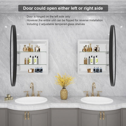 WallBeyond Bathroom Medicine Cabinet with Round Mirror Aluminum Framed 28", Gold