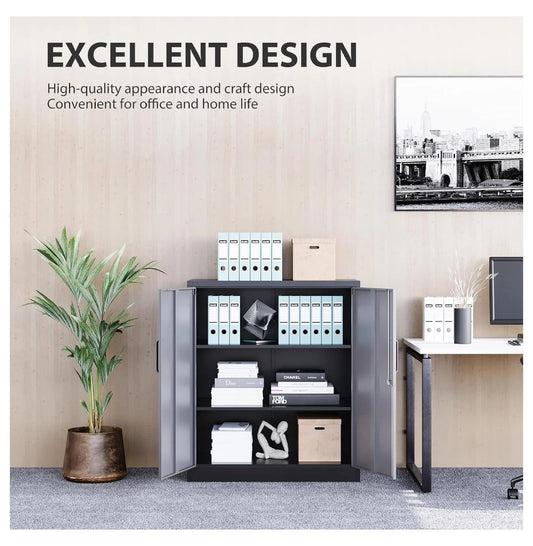 Nestora Storage Cabinet with Doors and Shelves,Display Cabinet with Glass Doors, Freestanding Kitchen Pantry Cabinet with Glass Doors and Shelves for Home Office, Pantry,Kitchen Bathroom